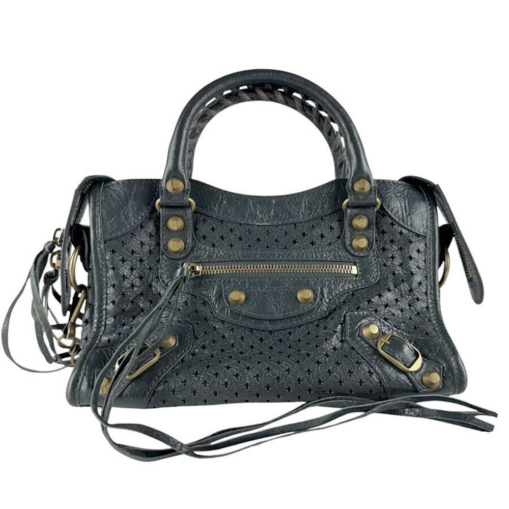Balenciaga 2way Shoulder Bag City Leather Dark Gray Gold